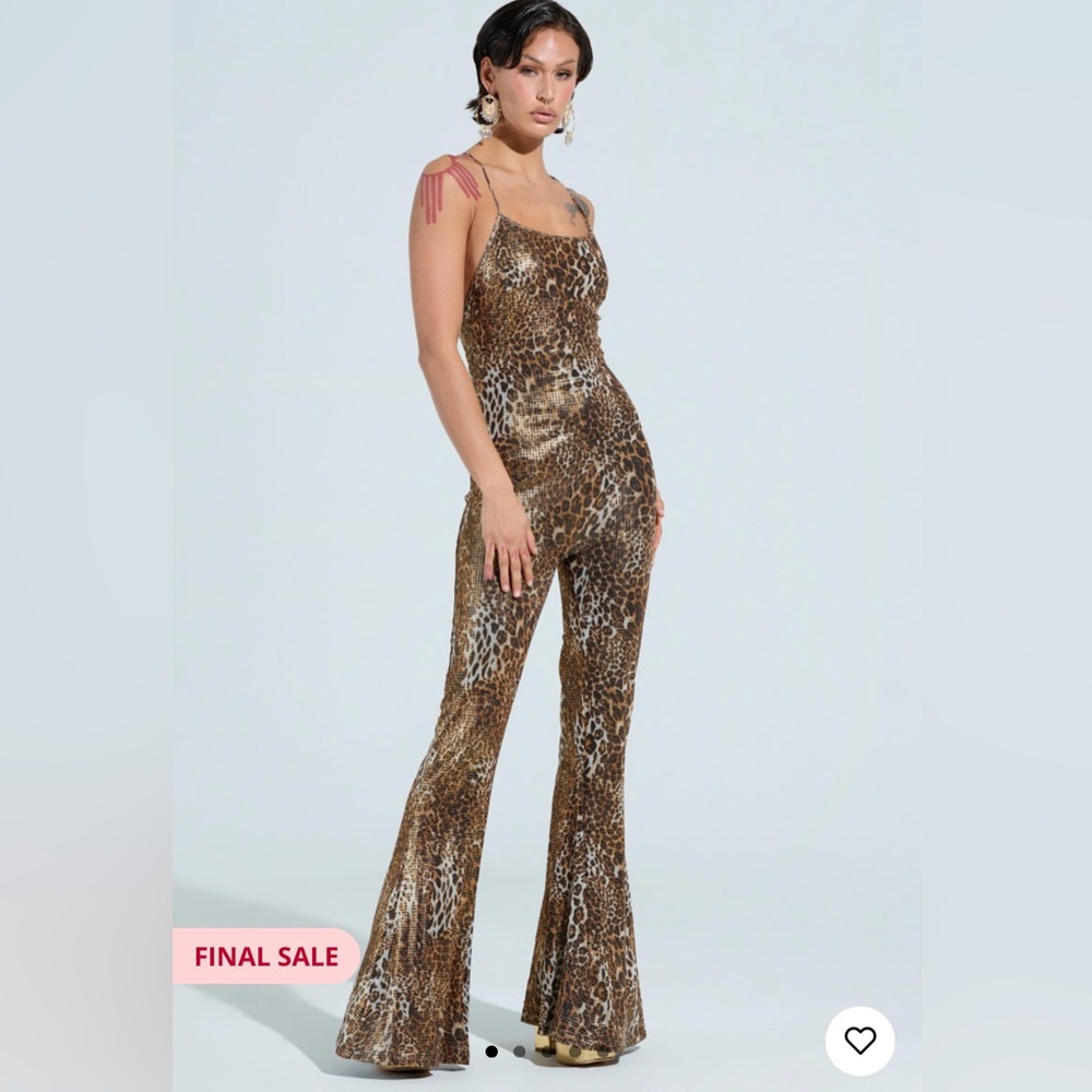 Akira Leopard print disco jumpsuit